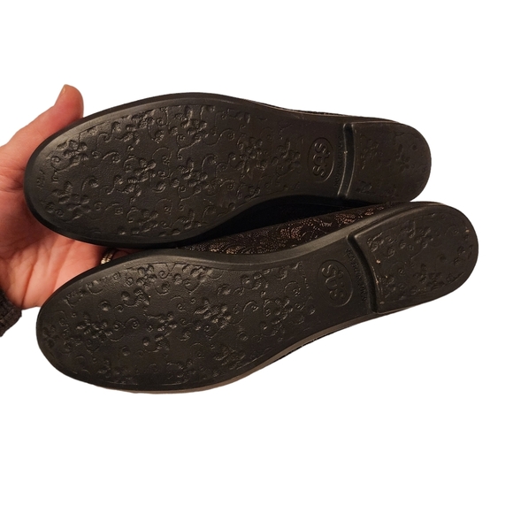 SAS Scenic Flats Black Suede Metallic Lace Print 6.5 Slim - Picture 7 of 11